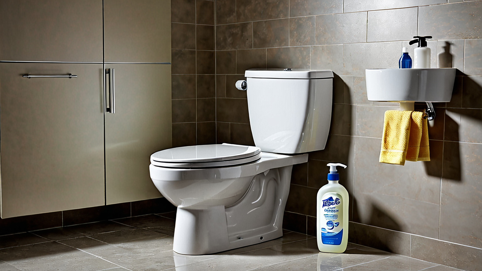 サンポールを便器に注ぐ様子