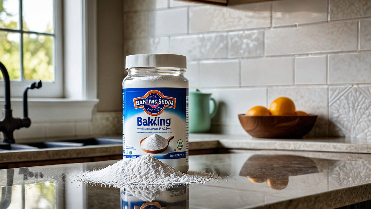 セスキ炭酸ソーダの粉とキッチン壁