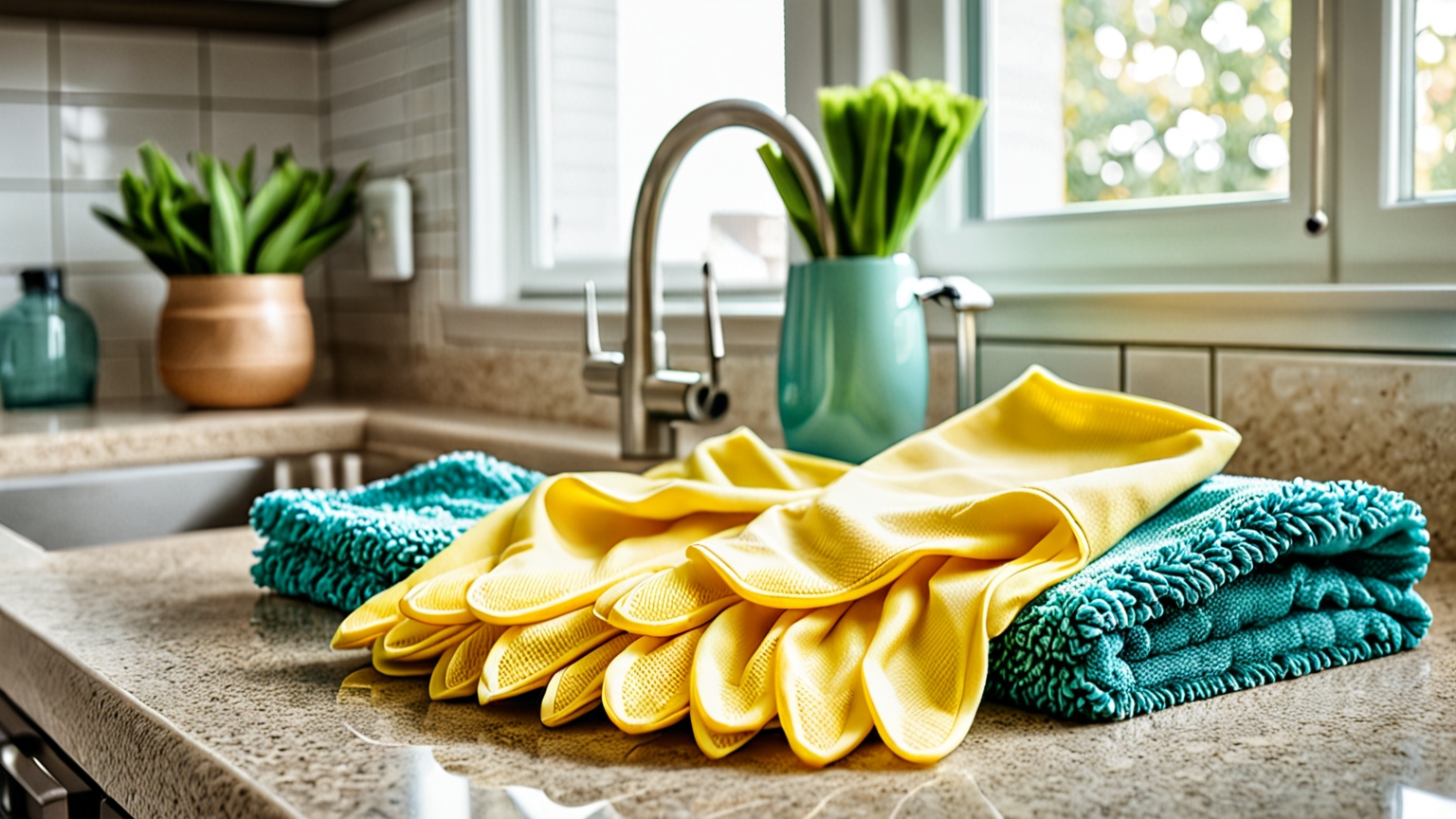 キッチン掃除で使う手袋とクロス
