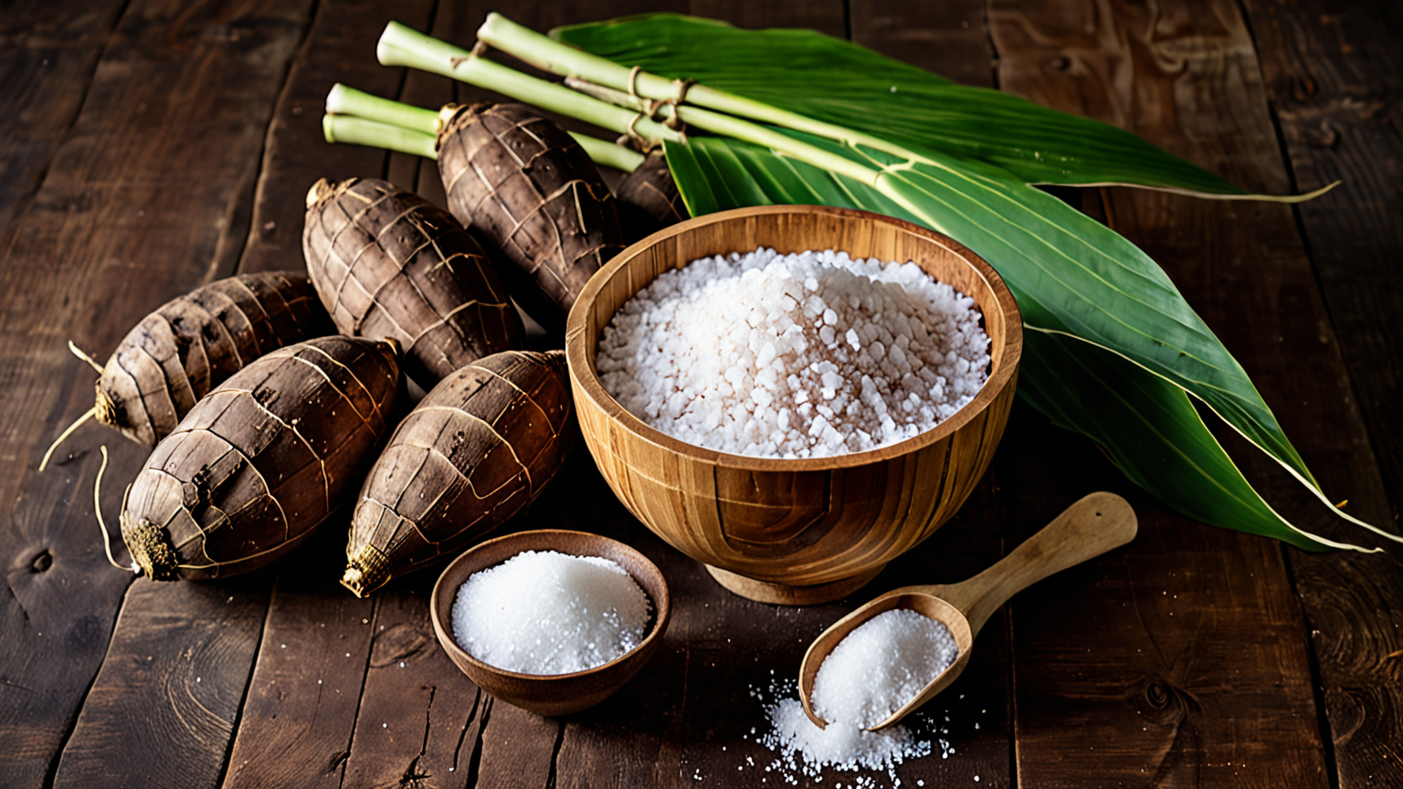 里芋と塩が並んでいる写真
