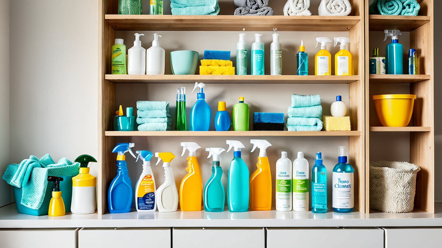 掃除用具が整頓された棚