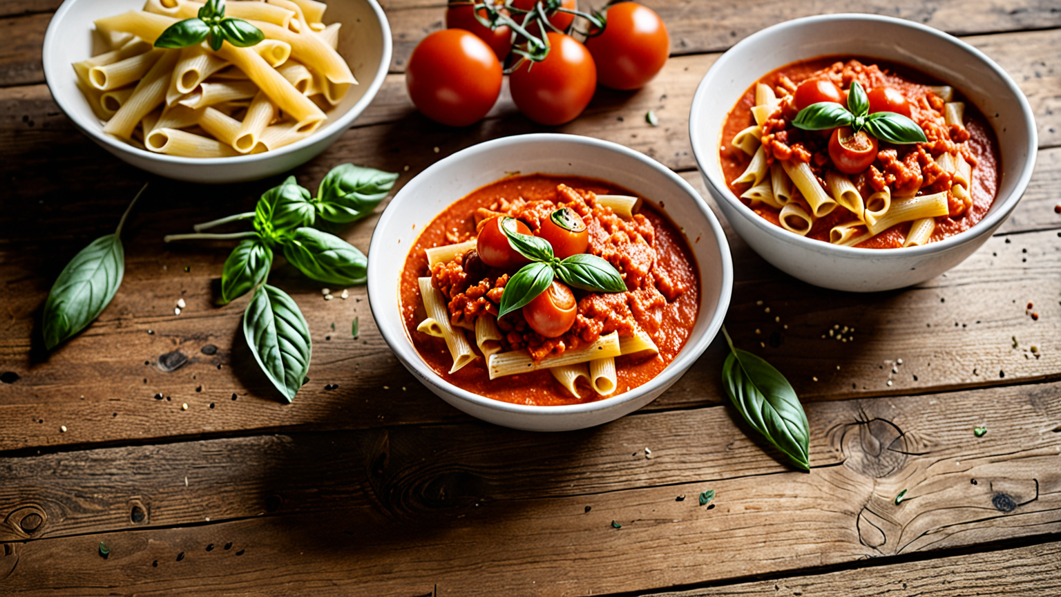 トマトソースとクリームソースのパスタソース