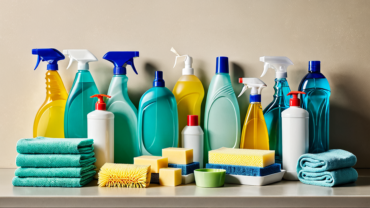 掃除グッズの並べた写真