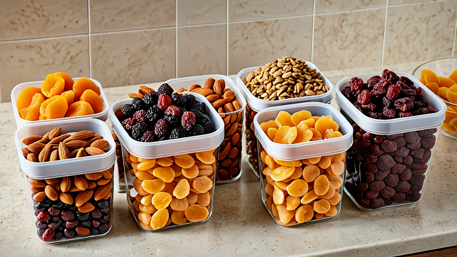 ドライフルーツを密閉容器に移し替える作業