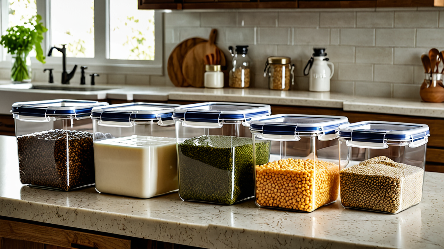 いくつかの密閉容器と保存袋の比較