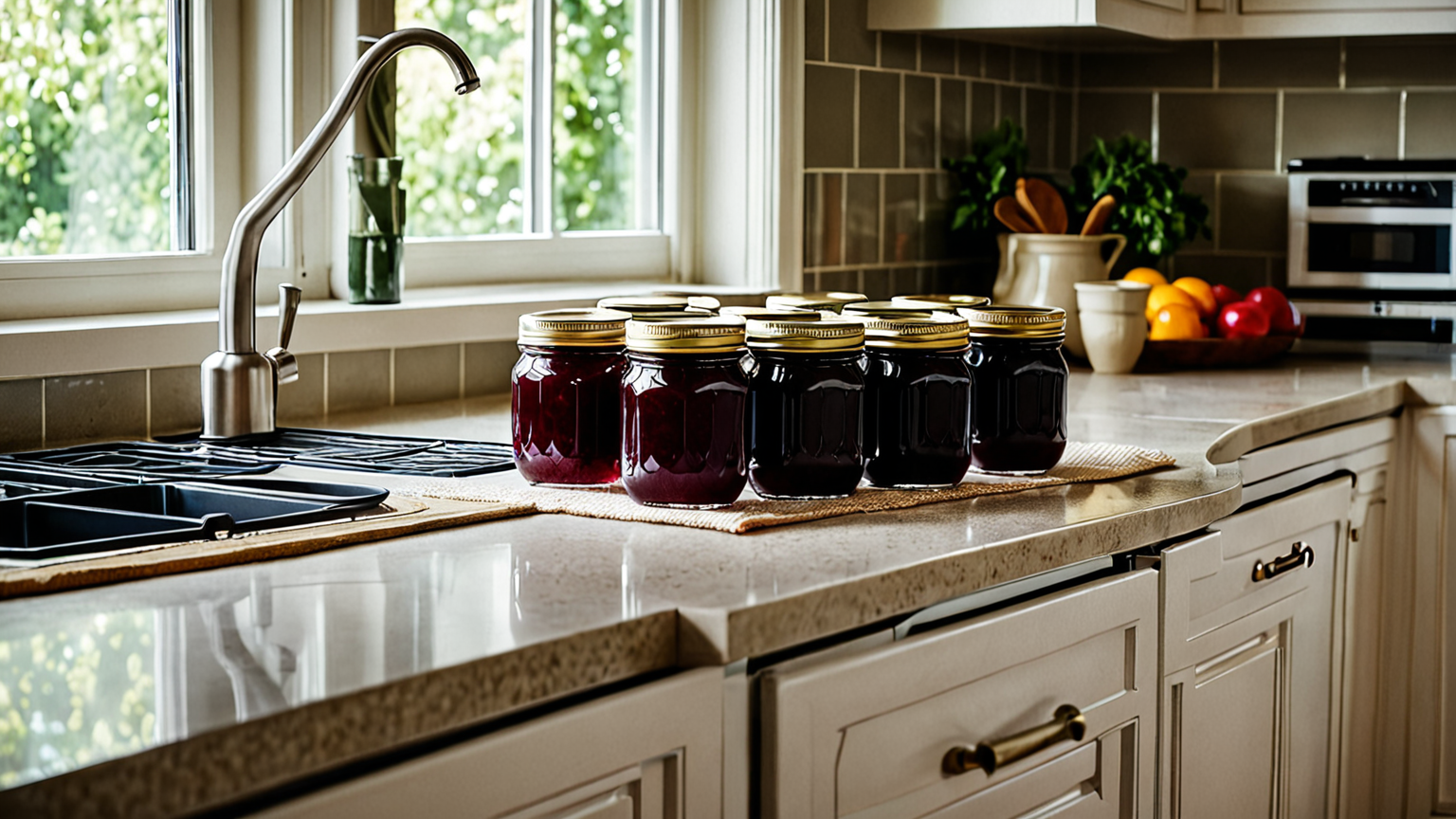 ジャムの瓶と冷蔵庫の保存イメージ