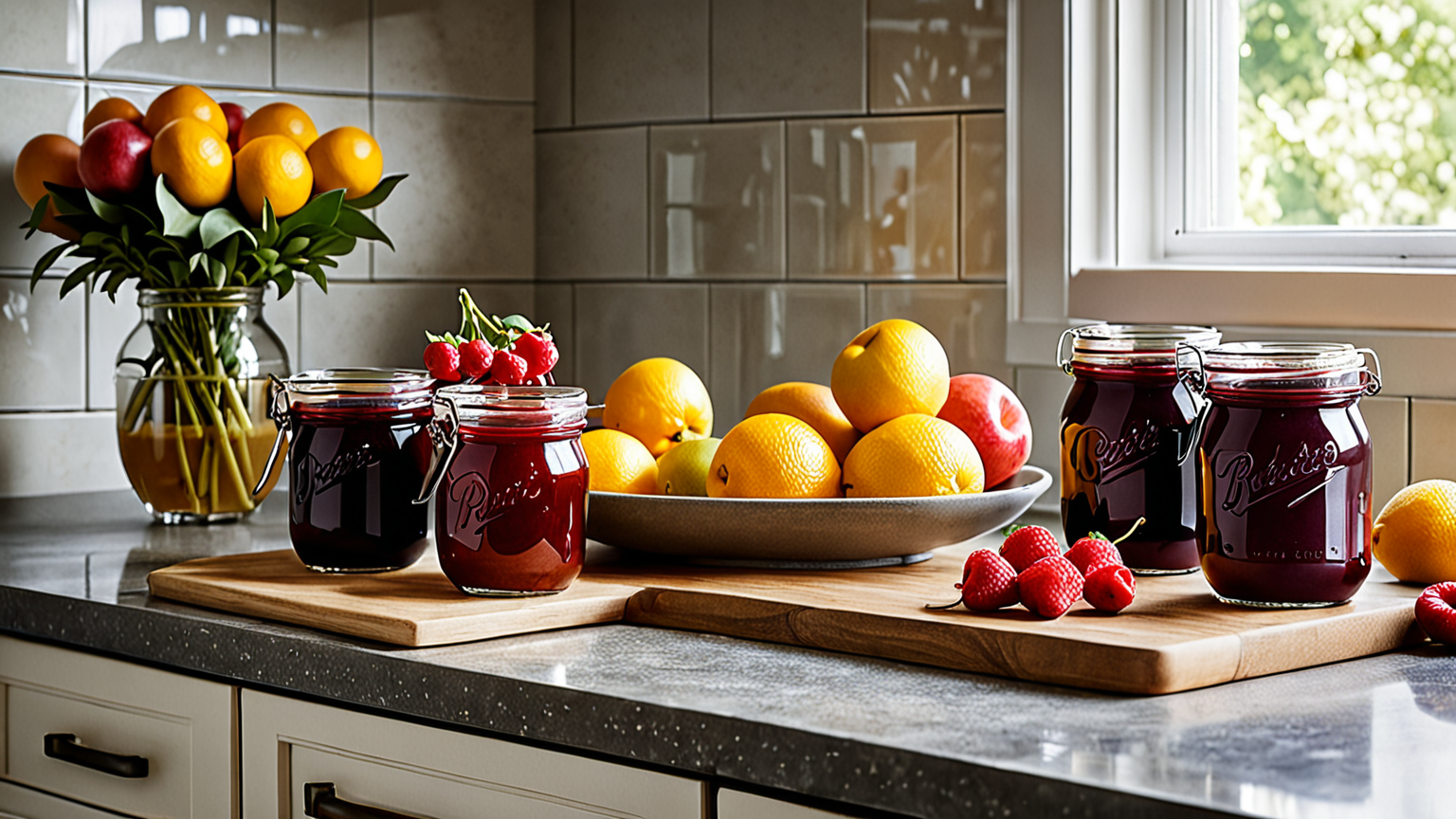 ジャム保存の手順を示すイラスト