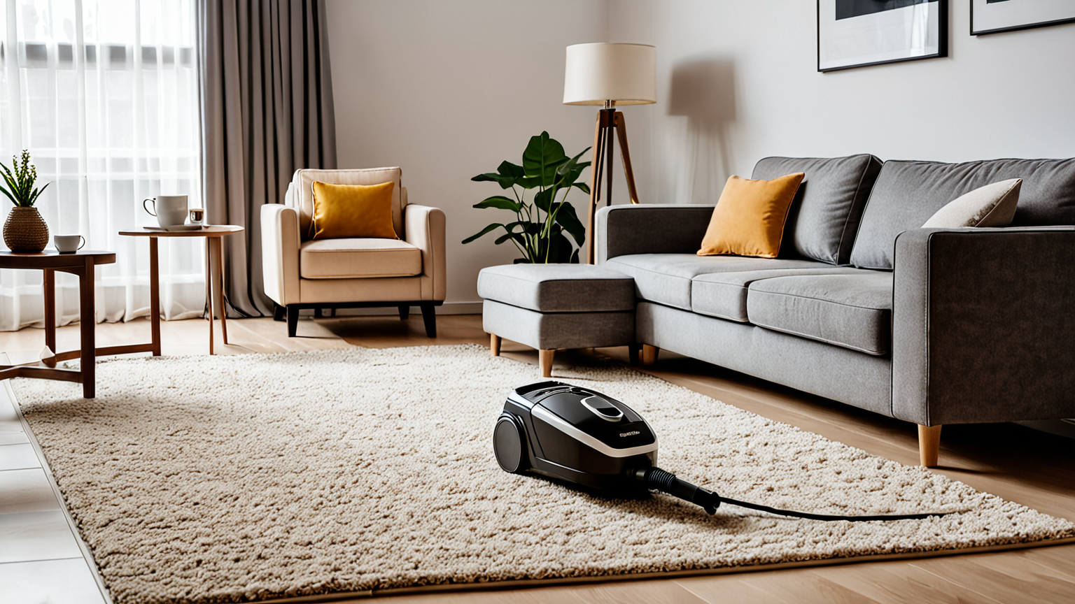 日常的に掃除機をかける様子