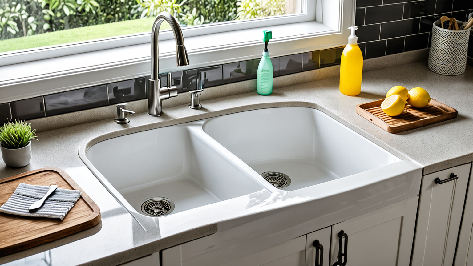 掃除用具と排水口のイメージ