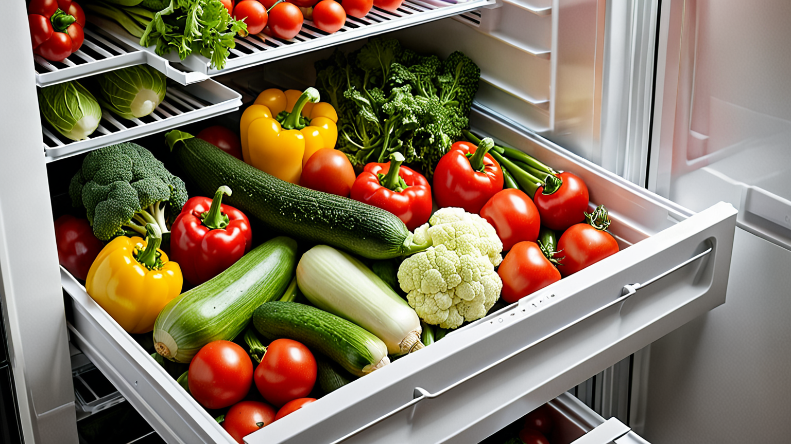 きれいに整理された冷蔵庫の野菜室