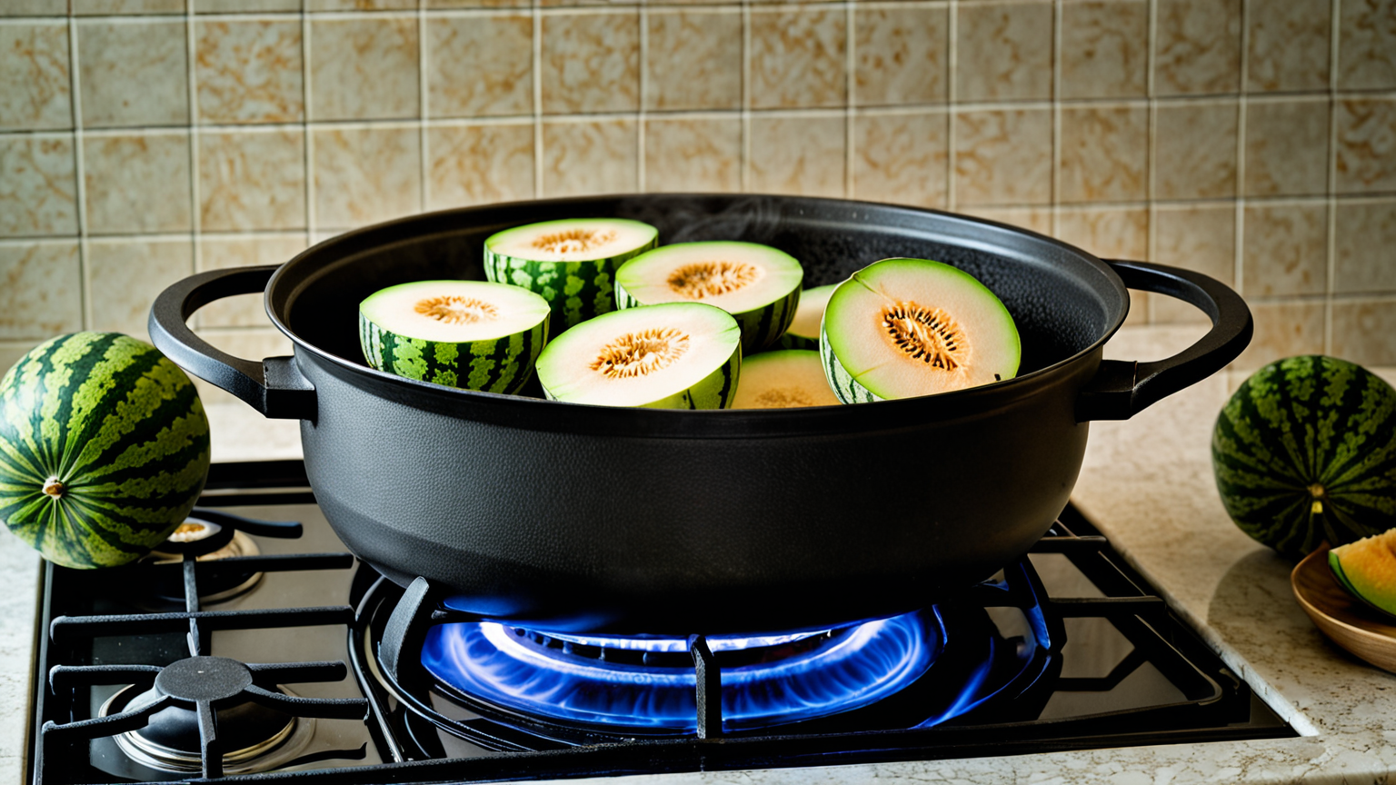 ゴーヤを茹でている様子