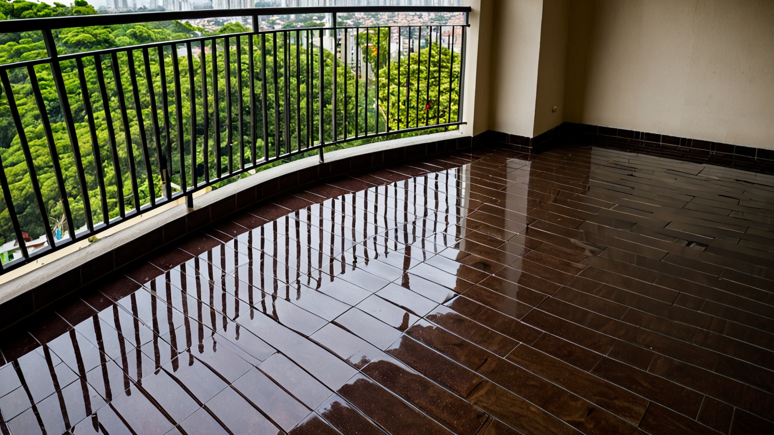 ベランダの床にできた黒ずみのアップ写真