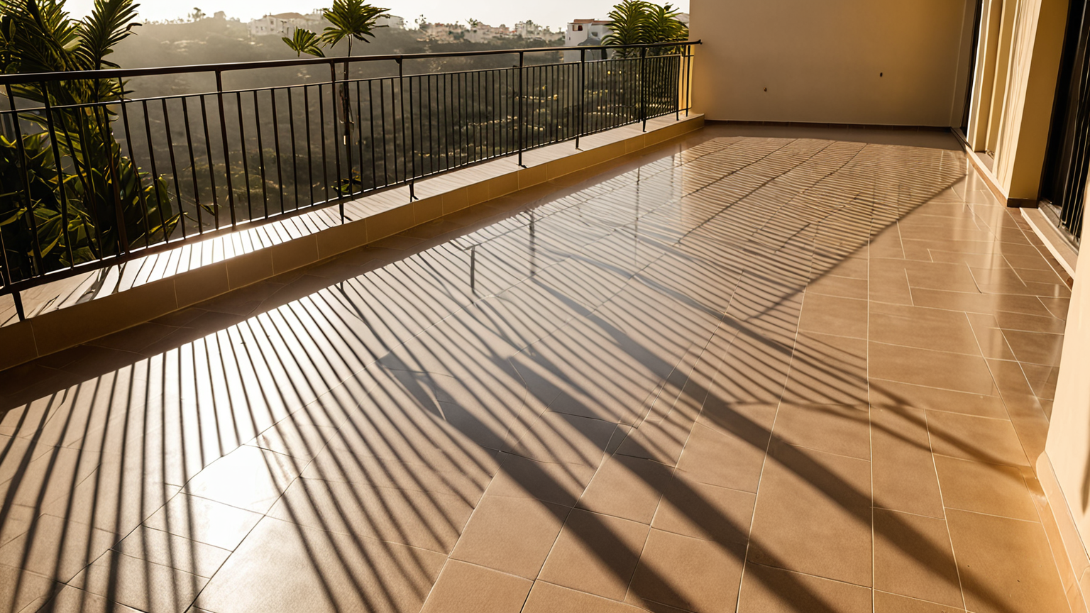 きれいに拭きあげられたベランダの床