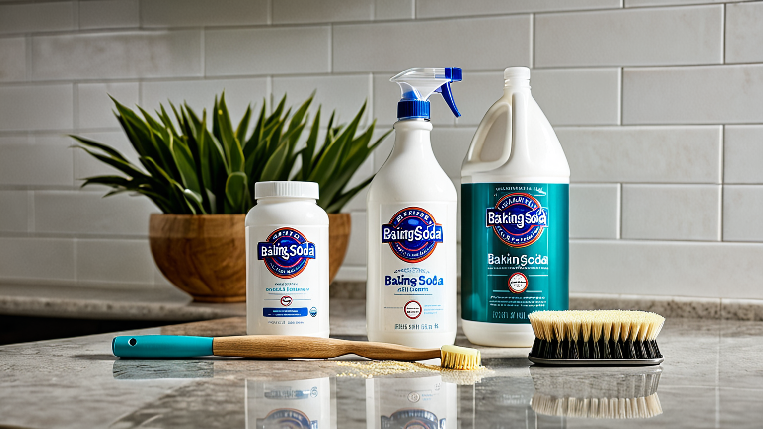 掃除用の重曹とブラシ