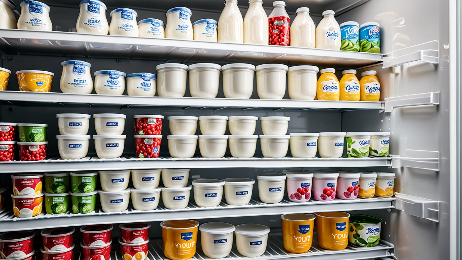 冷蔵庫に保存されたヨーグルト