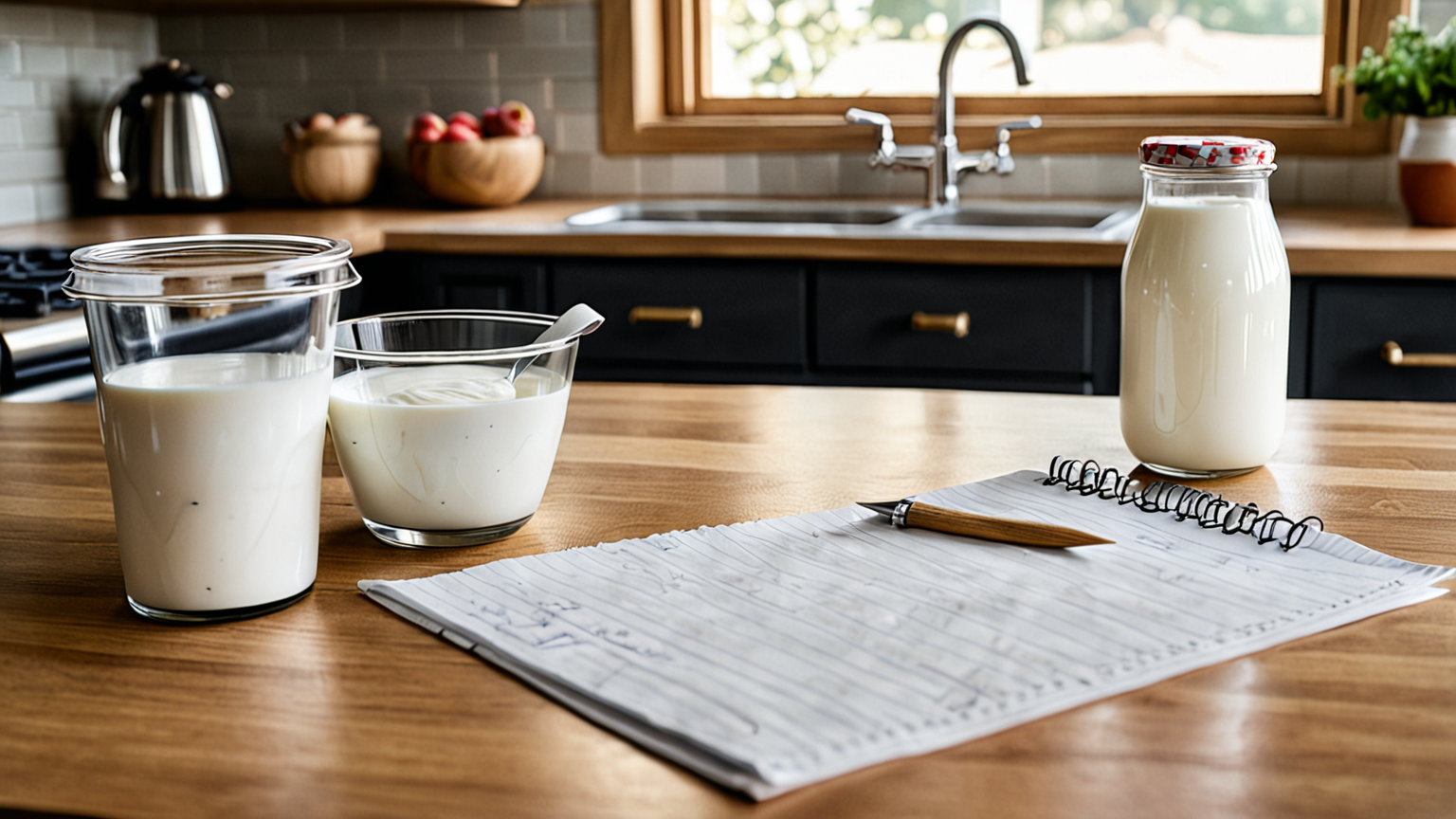 ヨーグルトの容器とチェックリスト