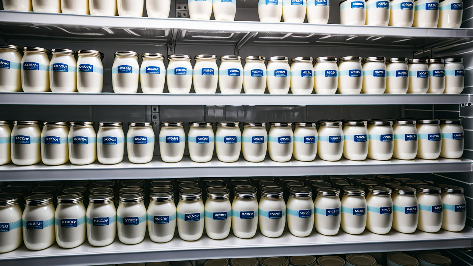 冷蔵庫内の整理されたヨーグルト保存