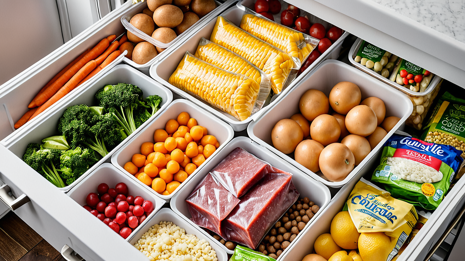 冷凍保存された様々な食品