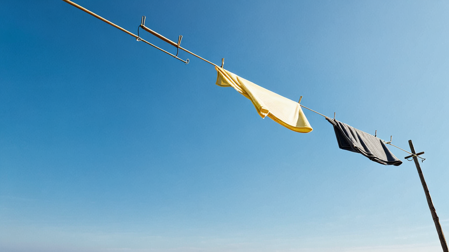 きれいな物干し竿を手入れしている様子