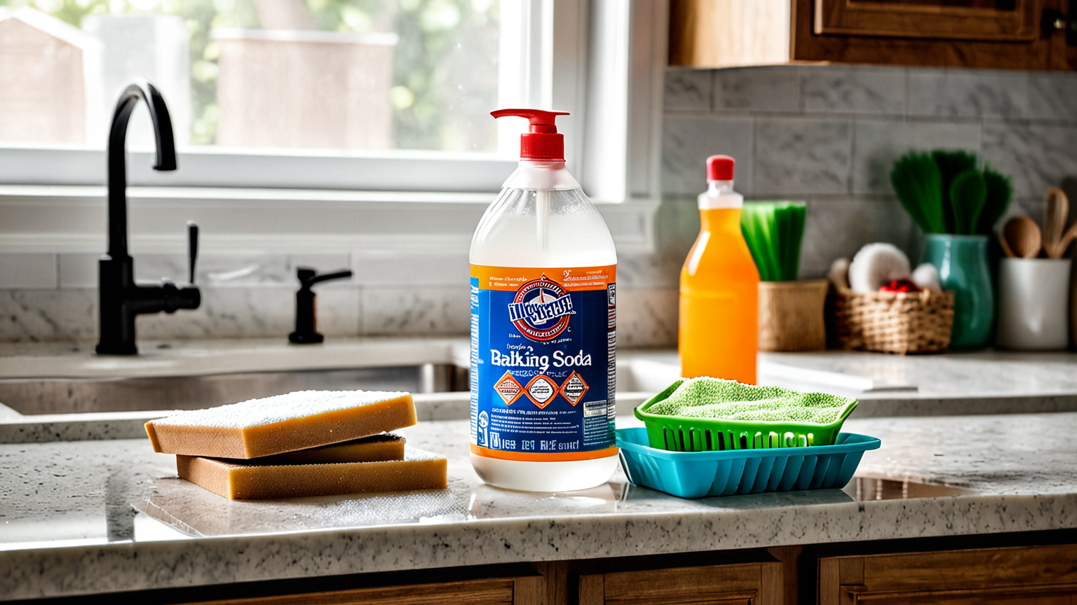 セスキ炭酸ソーダのパッケージとキッチン