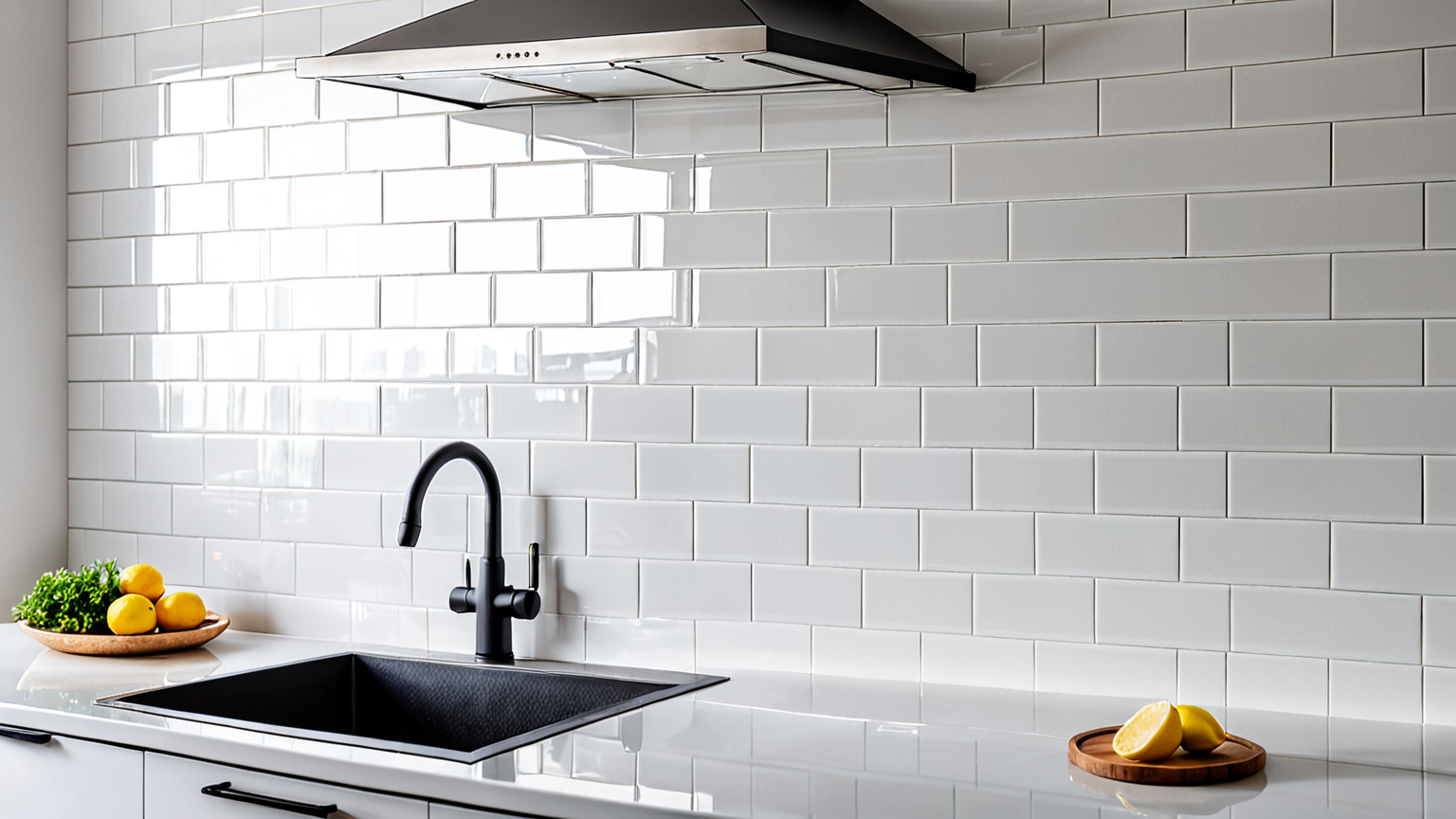 きれいに磨かれたキッチンタイル