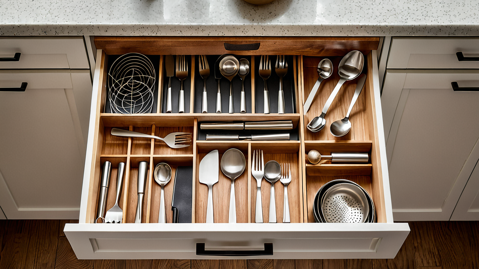 きれいに掃除されたキッチンの引き出し