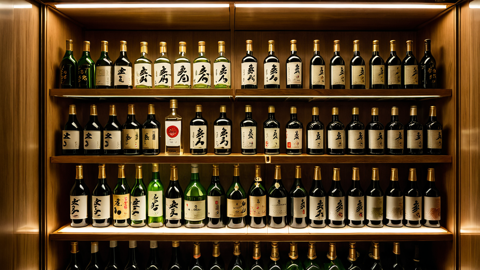 冷蔵庫内できれいに保存されている焼酎瓶