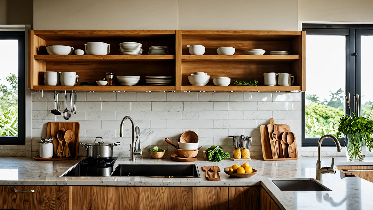 キッチンで調理中の様子