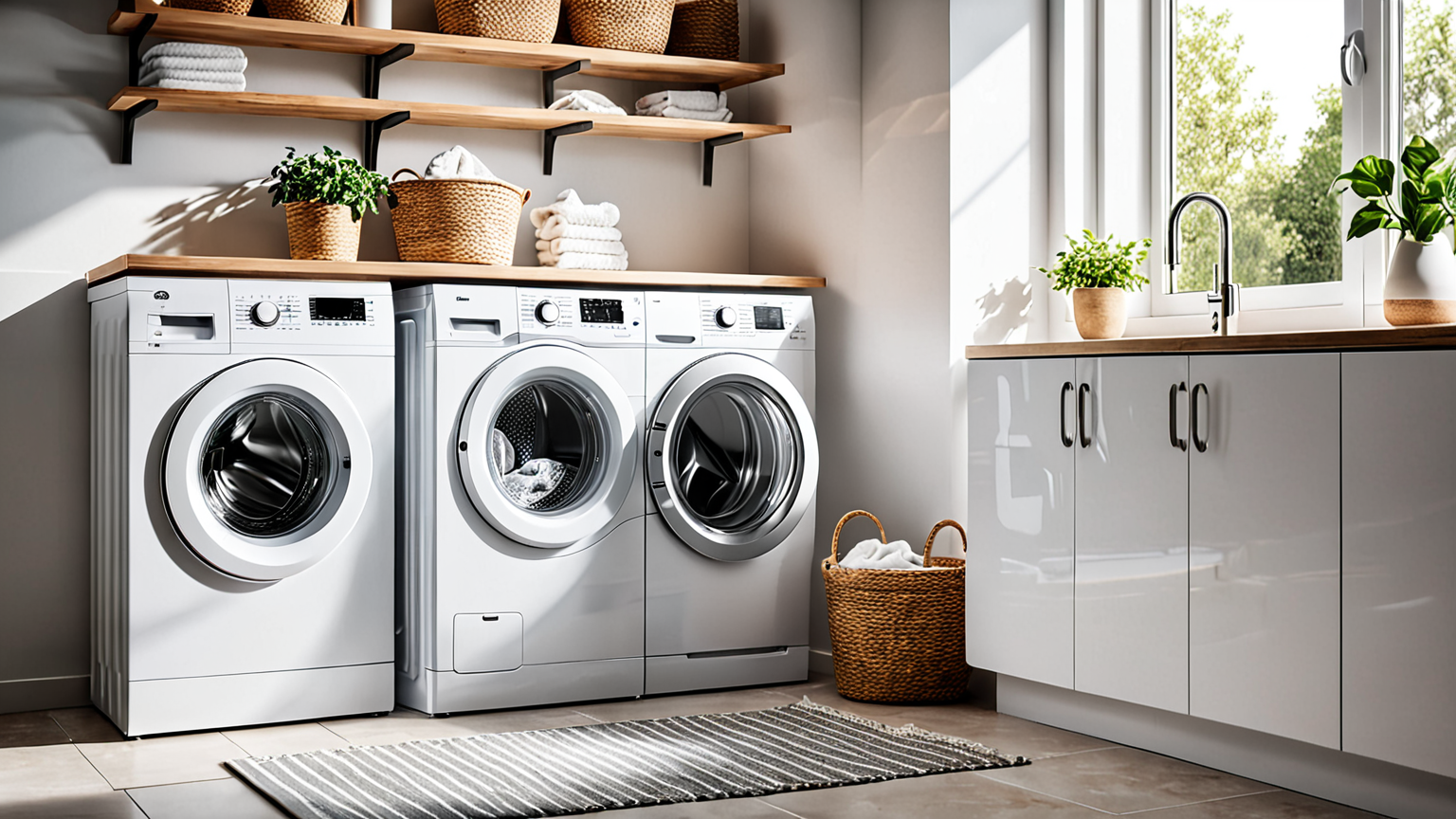 洗濯機の蓋を開けて換気している様子