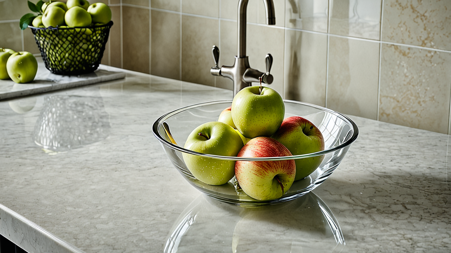 りんごを水に浸すイメージ