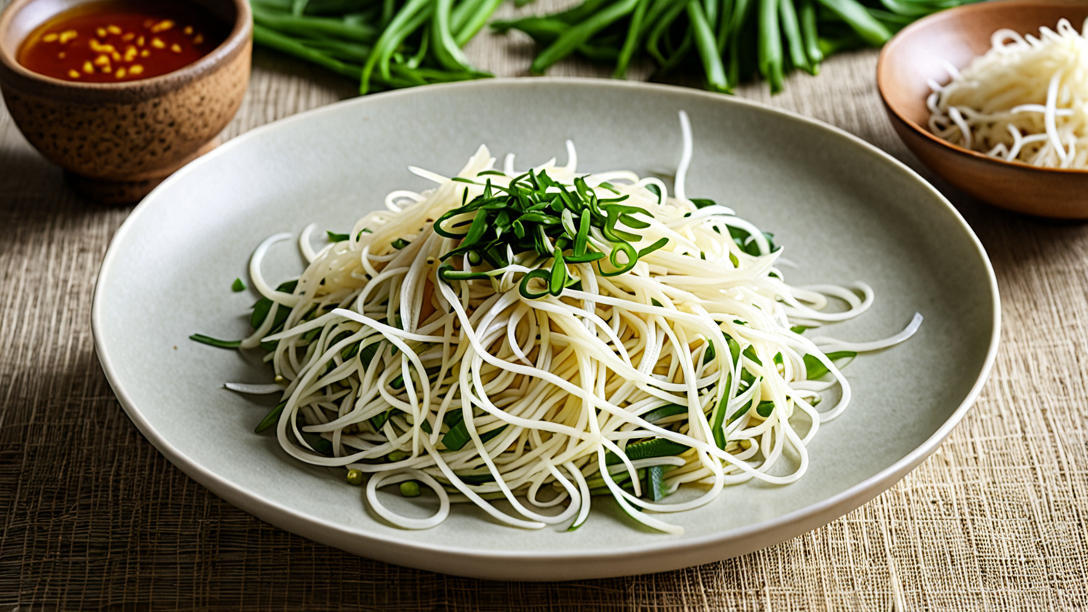 シャキシャキもやしのナムルが盛られた皿