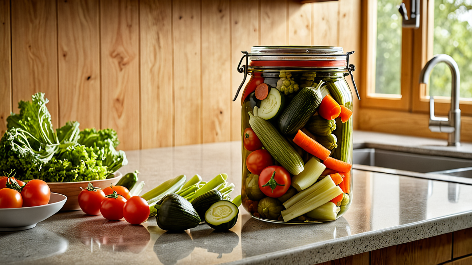 漬物を密閉容器に入れて保存している様子