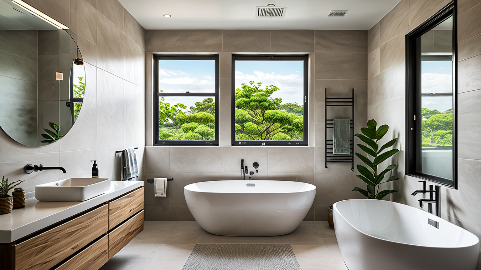 浴室の換気扇と窓を開けて換気する様子