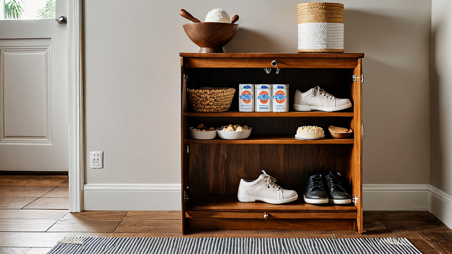 重曹のパッケージと下駄箱