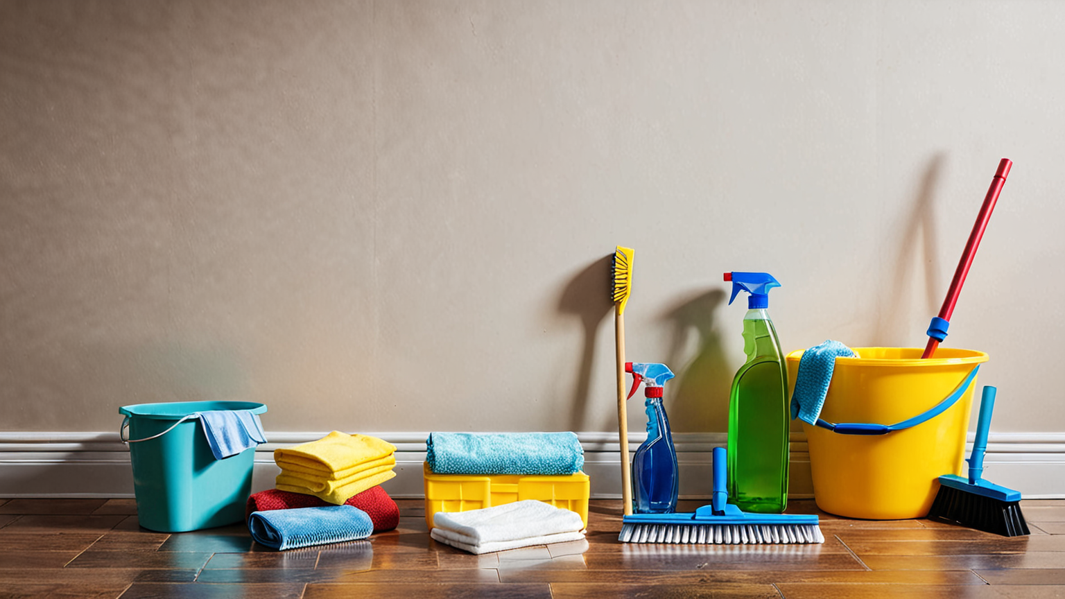 掃除用具を準備した様子