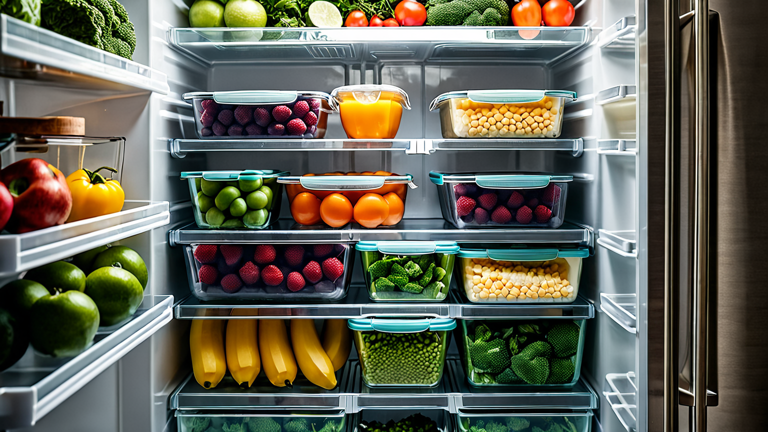 冷蔵庫にきれいに並べられた作り置き容器