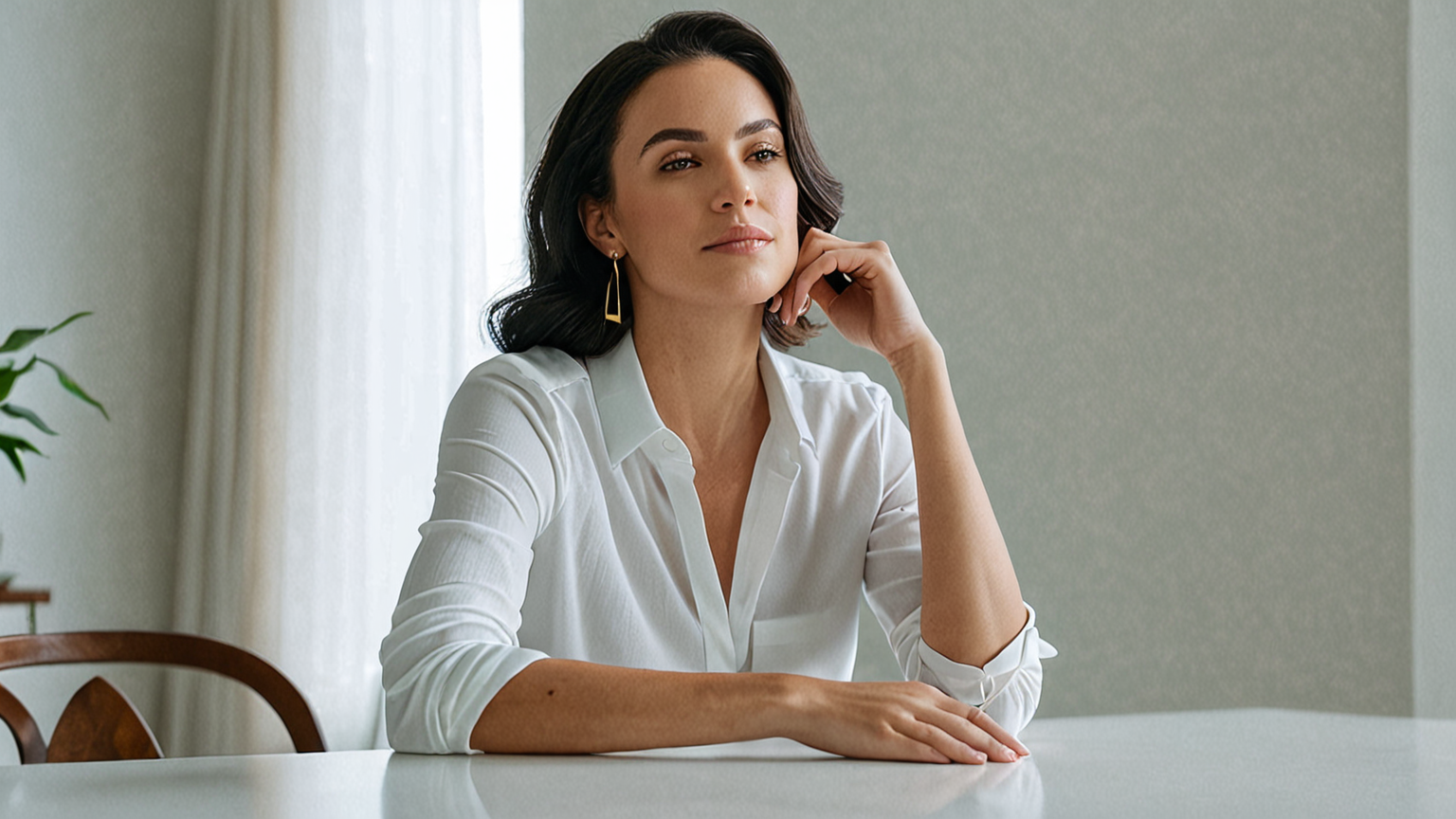 質問を考える女性のイラスト