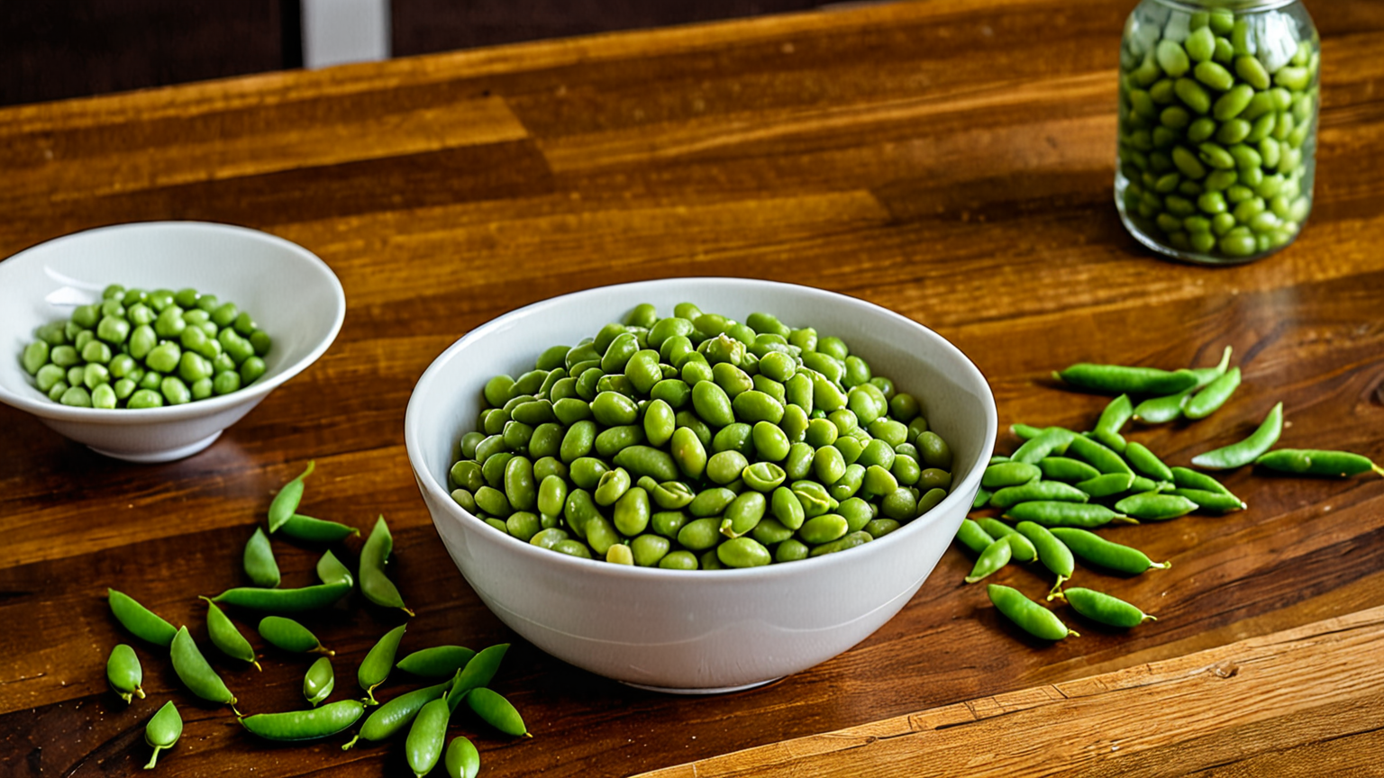 解凍した枝豆を盛り付ける様子