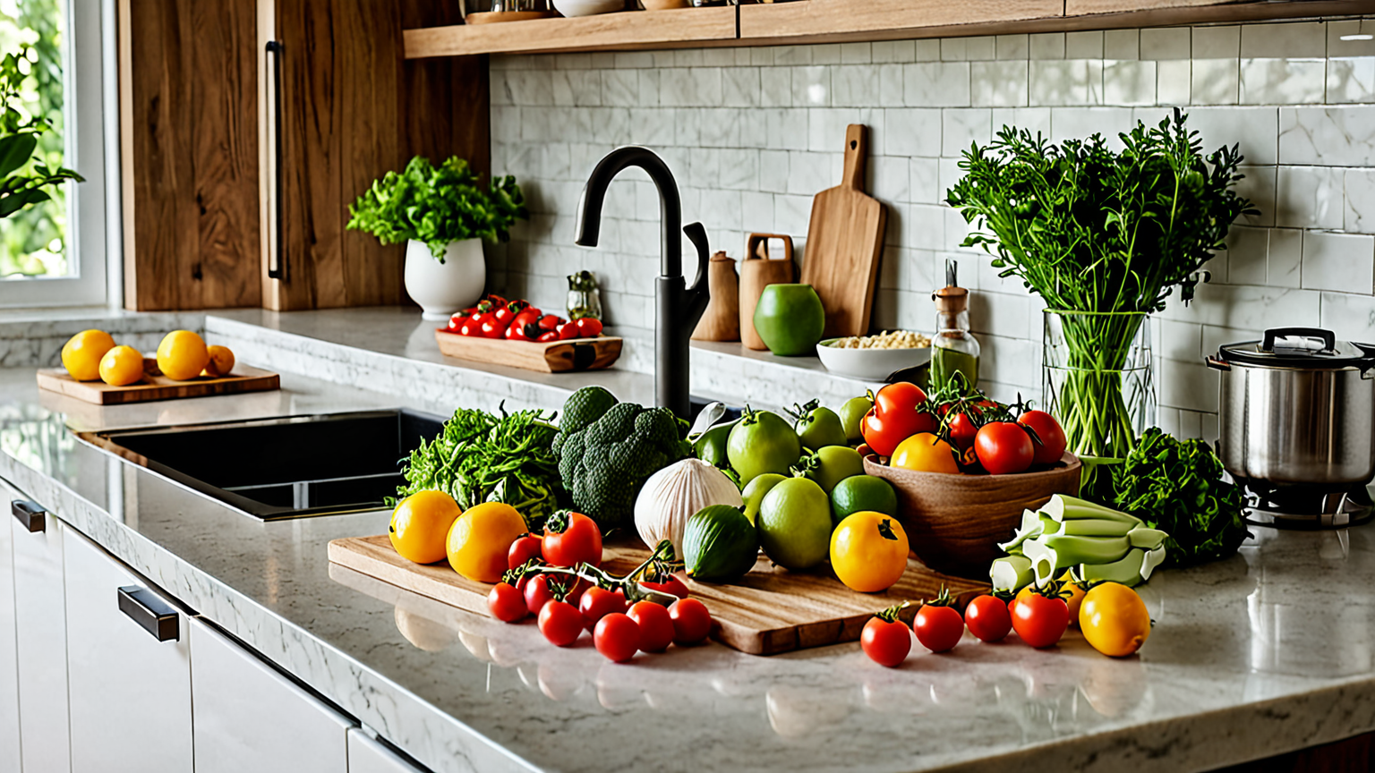 キッチンで食材を管理する様子