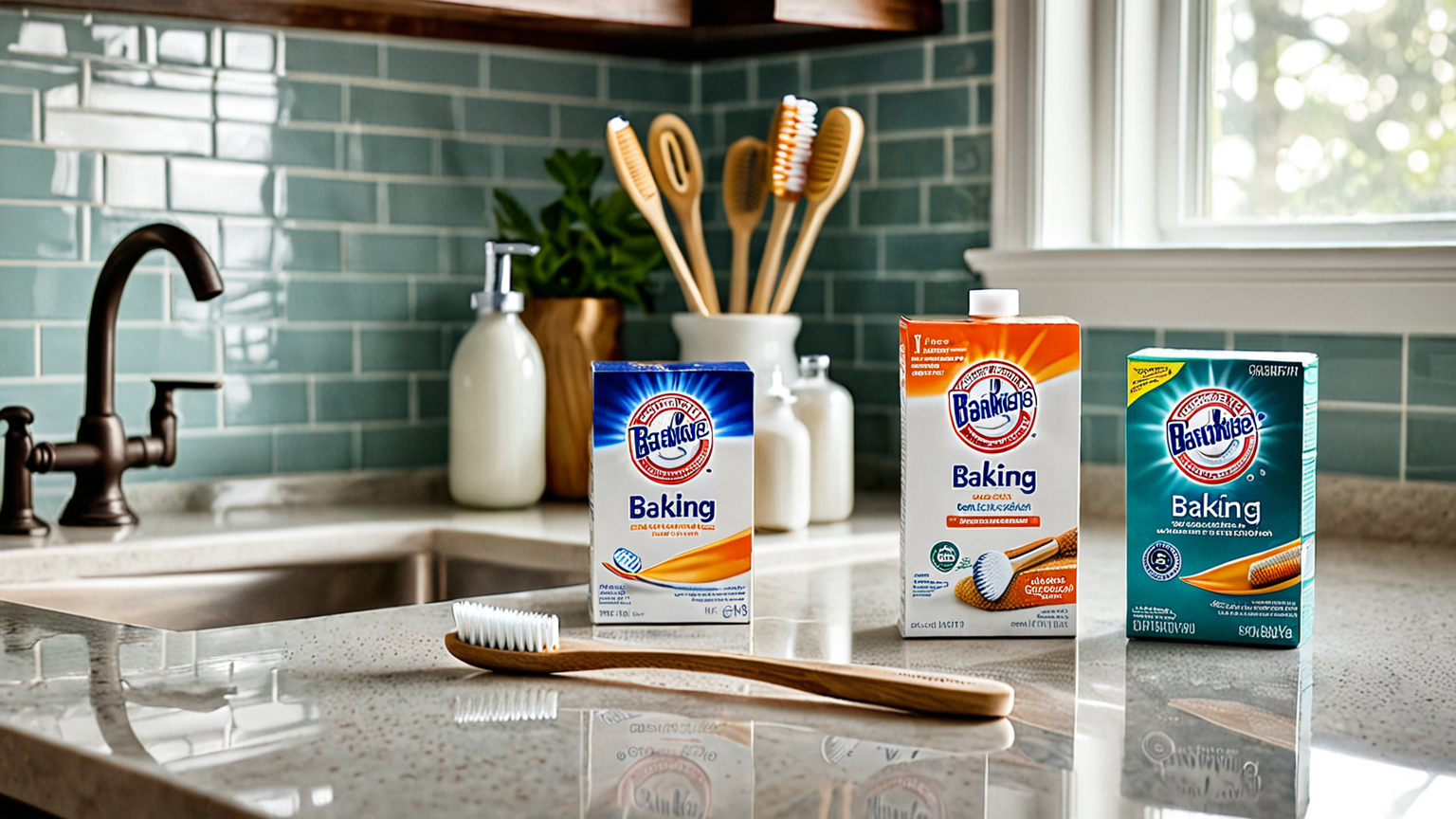 掃除に使う重曹と歯ブラシのセット