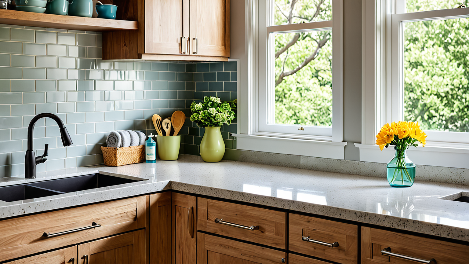 掃除用品がきれいに並んでいるキッチン