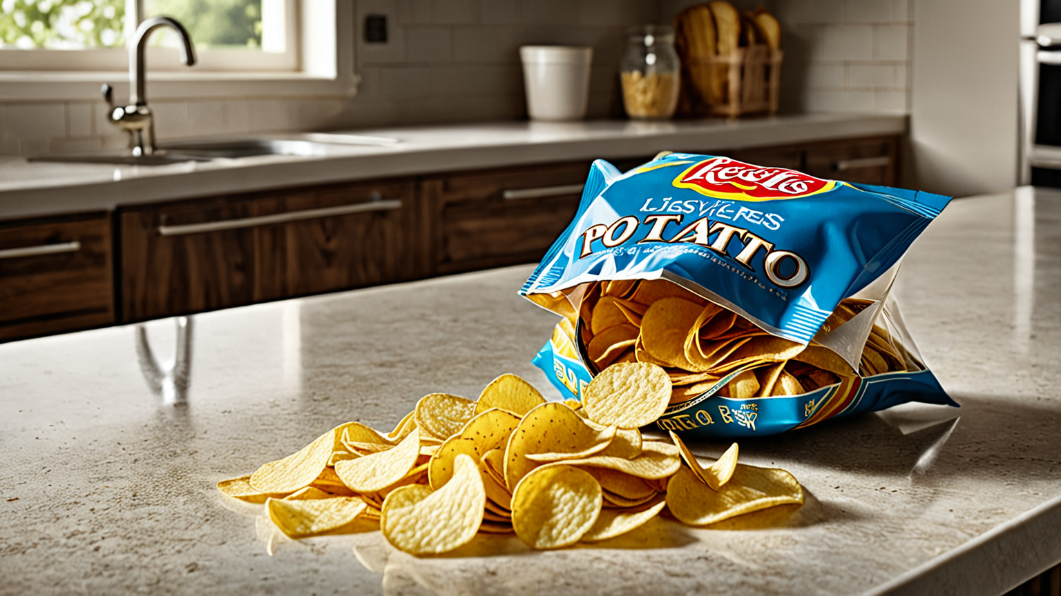 ポテトチップスの袋をジッパーで閉じる様子