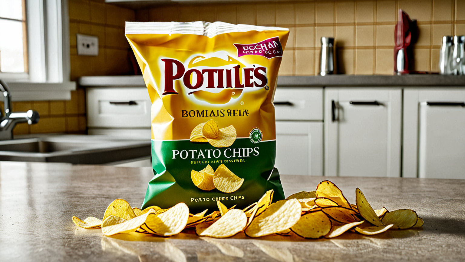 湿気でべたついたポテトチップス