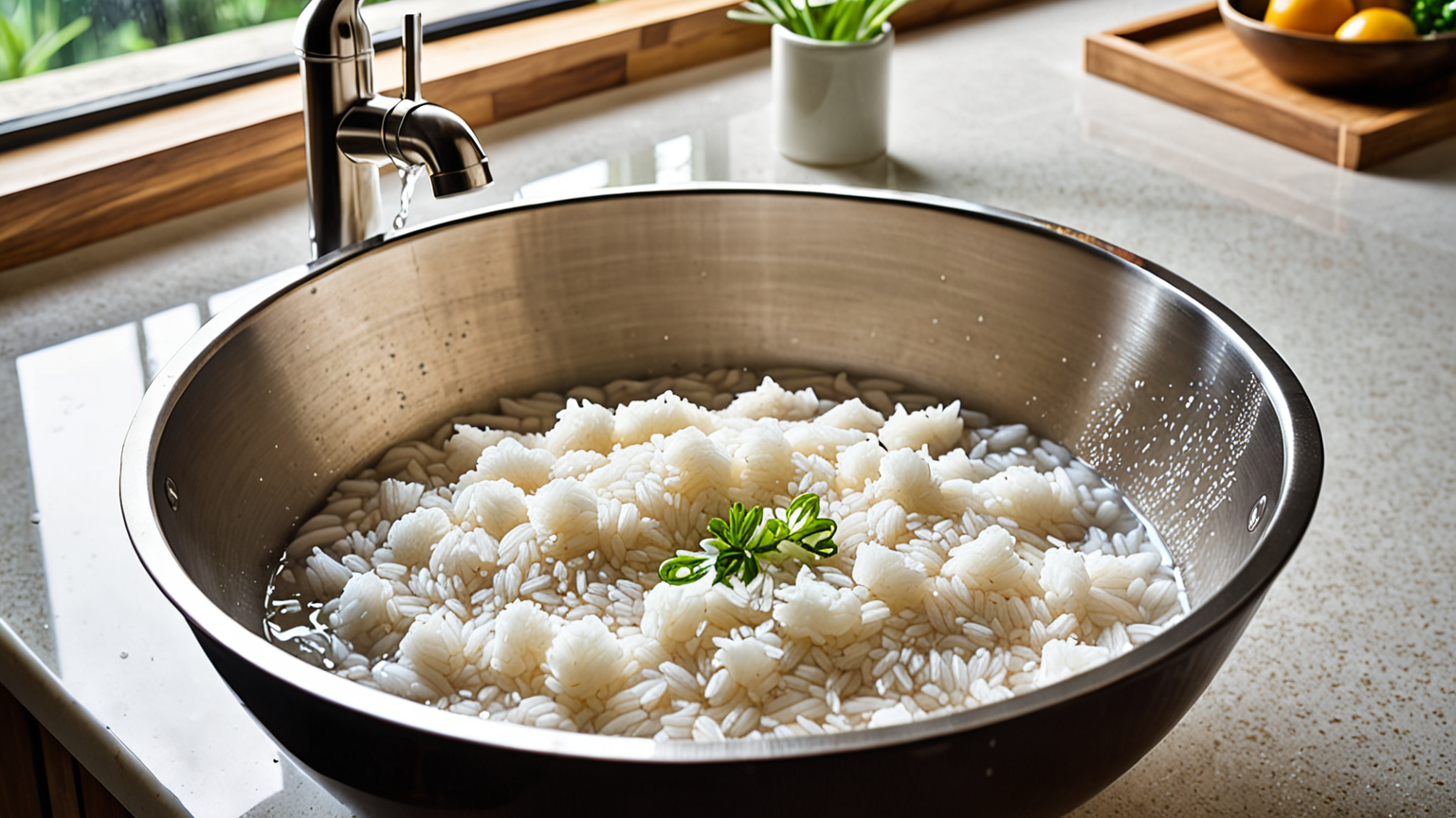 お米を優しく洗う手元の写真