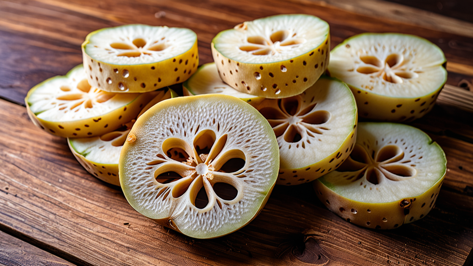 れんこんの断面と変色部分の比較