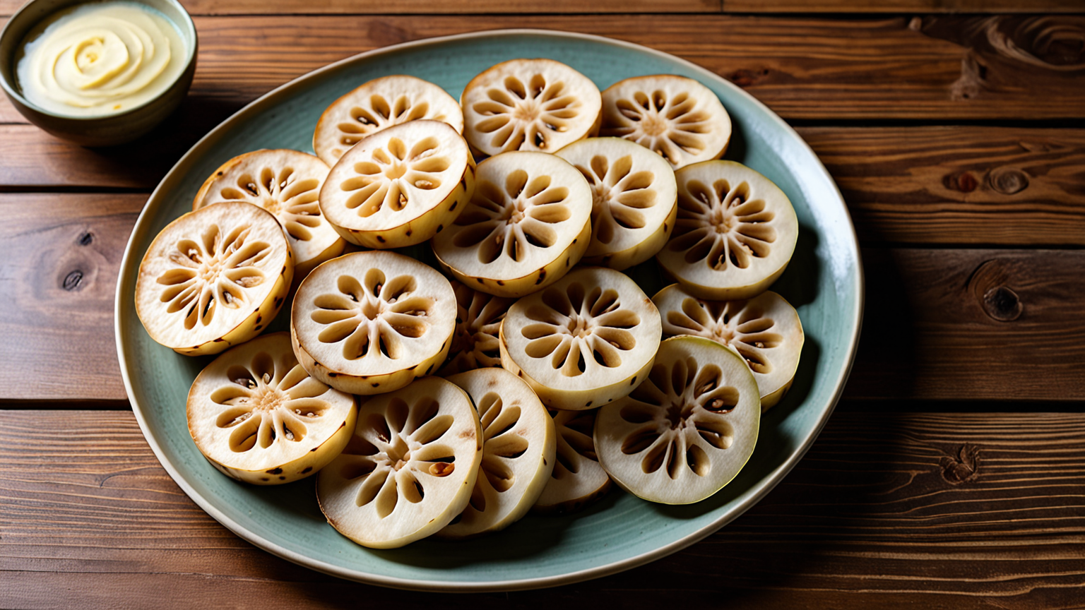 料理されたれんこんの盛り付け