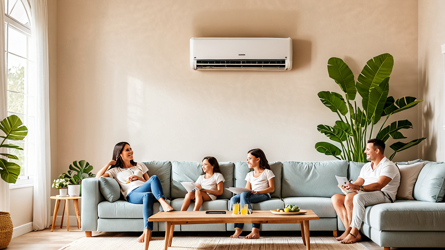 快適にエアコンを使う家族