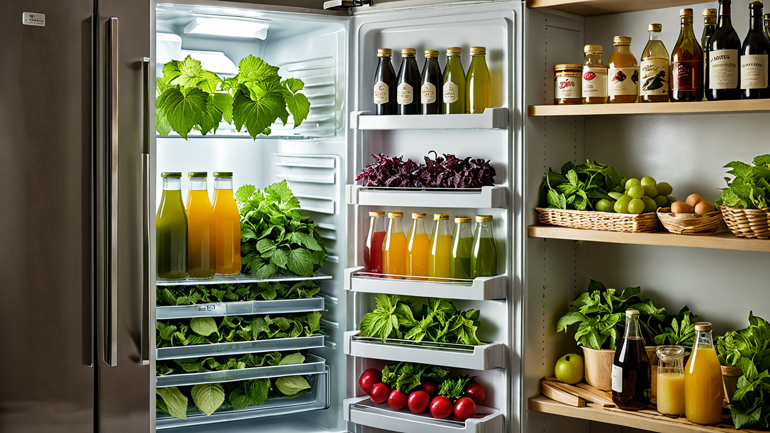 冷蔵庫の中でしそジュースを保管している様子