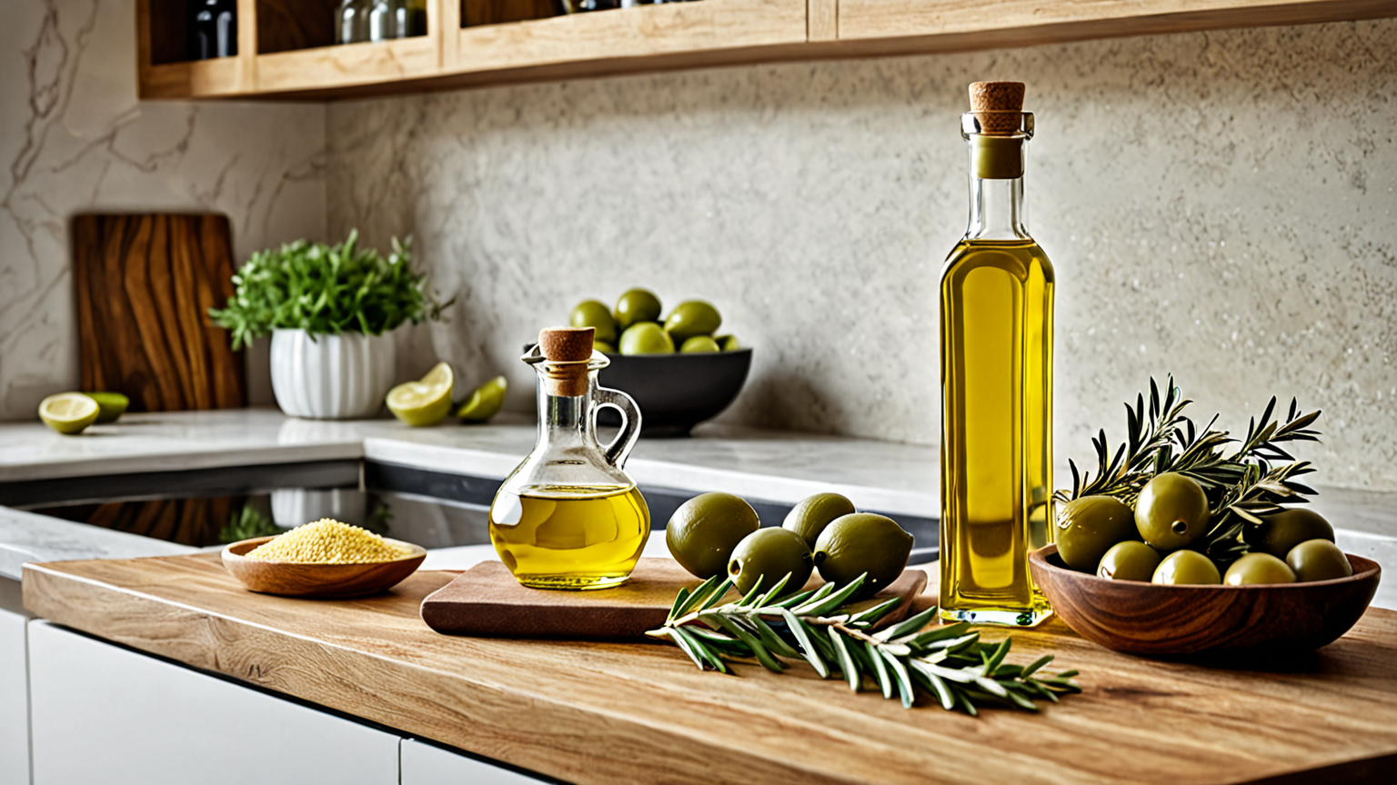 オリーブオイル瓶のラベルを確認する様子