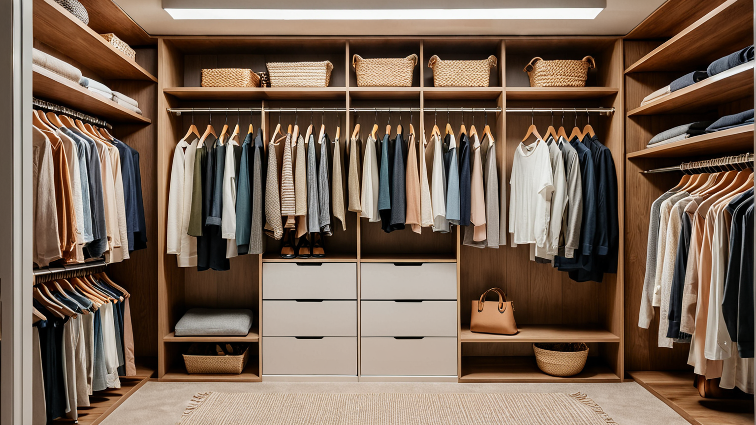 クローゼットの棚板を掃除している様子